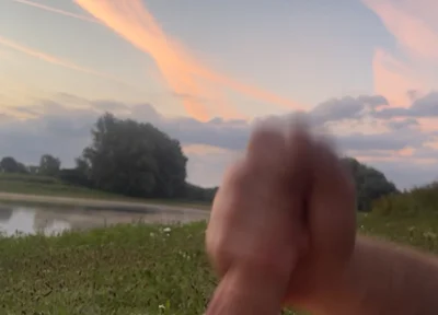 Playing in the Morning at a Lake