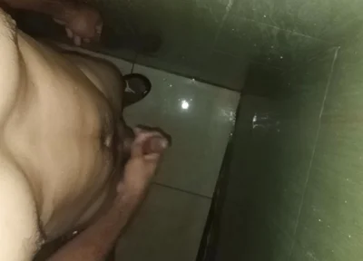 Hairy Slim Man Masturbates in the Shower at Home
