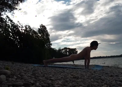 Slender Nudist Boy Does Yoga Nude on a Naturist Beach. Naked Yoga Video by Jon Arteen Gay Porn Model Skinny Naturist Twink Prac