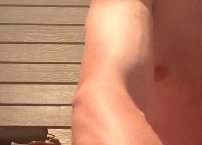 Sitting Down Naked, Showing the Biceps, Grown Man Chest Huge Bust Close
