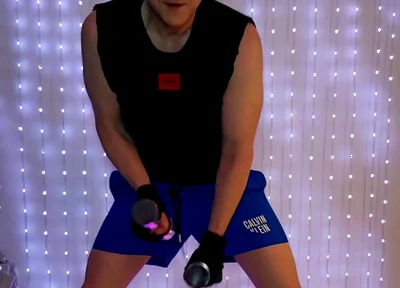 Fitness Workout in Blue Ck Shorts