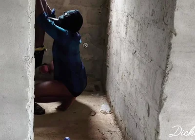 Fucking Ebony Big Wasit Bussy Inside the Toilet of an Uncompleted Building After a Blowjob