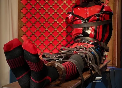 Slave Drone Tickling Session Silicone Suit, Socks & Merciless Sole Play