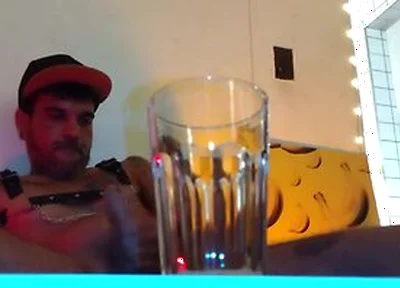 Piss, Spit, Pig Cum. Boy Fills A Glass By Spiting, Cumming And Pissing