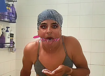 Kris Reelz - Self Face Spit,agagging on a Mouth Ring