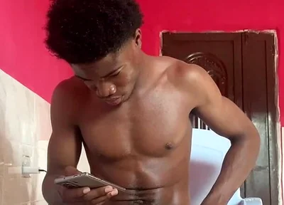 Horny Black Muscular Thug Stroking His Thick Dick