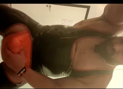 Jerking off Through Rubber Jock in Rubber