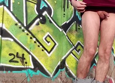 Femboy, Exhibitionist Undresses In Public Place