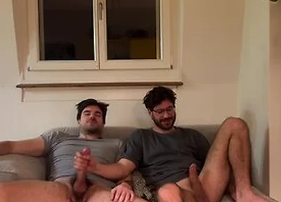 Straight Friend Helps Gay Bro Jerking Of