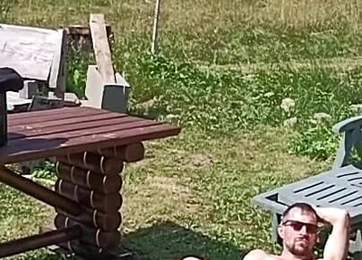 Jerking off While Hanging Out the Laundry
