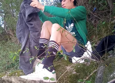 Behind the Scenes Jon Arteen After Masturbating Ejaculating Thick Cum Play Cleaning Tidying up Creating Artistic Sperm on Moss