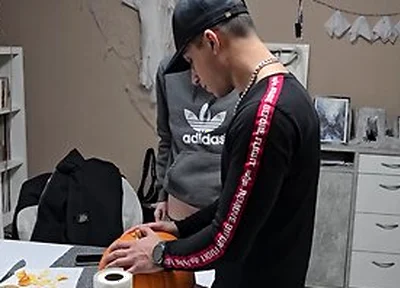 Gay Boys Have Fun: We Fuck The Halloween Pumpkin And Cum On It