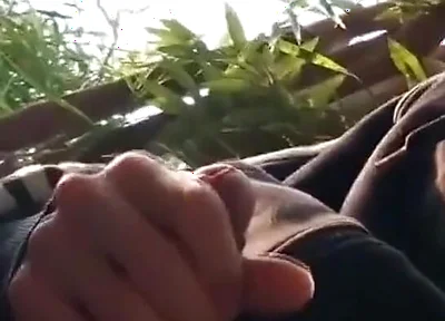 Caught Jerking off My Cock Sticking Out of My Very Short Shorts, I Wait Him Gone, to Wank Again and Cum Outdoor
