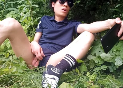 After Getting Caught Outside, Gay Twink Jon Arteen Sneaks off to Stroke Himself