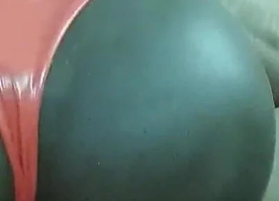 Black ass sextoy in shiny pants ass cumshot