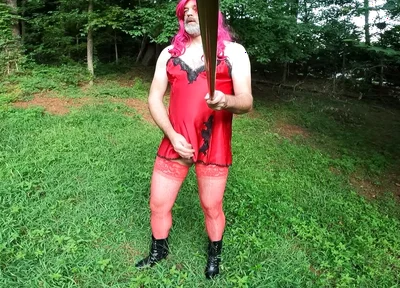Raw Unedited Crossdresser in Lingerie Outside