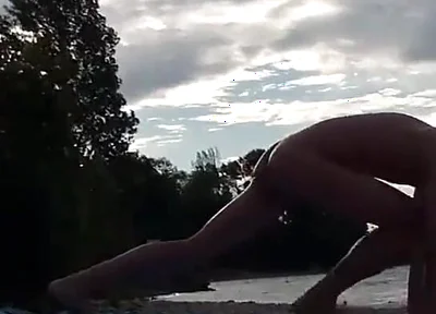 Slender Nudist Boy Does Yoga Nude on a Naturist Beach. Naked Yoga Video by Jon Arteen Gay Porn Model