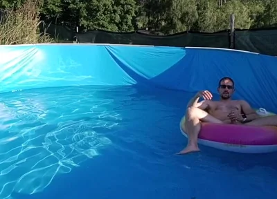 Wet Summer Ride. Handjob in the Pool
