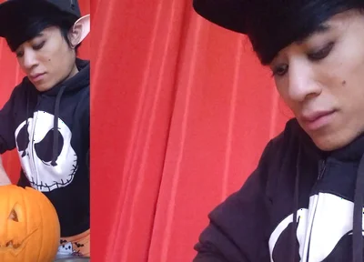 Sfw Jon Arteen Cute Twink Emo Femboy Carves a Halloween Pumpkin in His Underwear Jack-o'-lantern