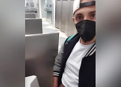 Jacking Off And Cumming With My Pants Down To My Ankles At The Chicago Airport Bathroom