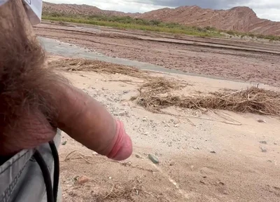 Young Uncut Boy Pee in Desert