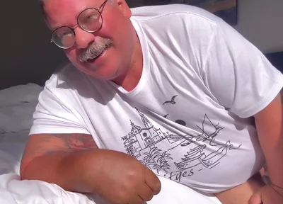 Giant Belly and Man Boobs with a Gorgeous Fat Cucumber