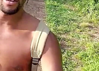 Kennie Jai Walks in the Park by the River Cumpletely Naked!