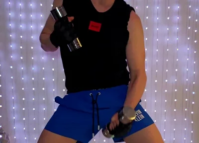 Fitness Workout in blue CK Shorts