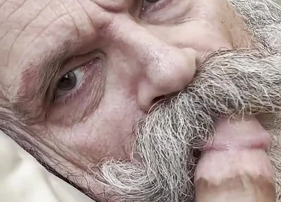Old Bearded Cocksucker Takes Huge Load Straight Down His Gullet