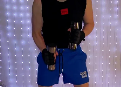 Fitness Workout in Blue Ck Shorts