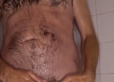Sexy Dilf in the Shower Close up Cum Playing with Belly Button - Rockardglans 208
