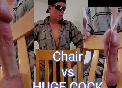 Huge Cumshot From Huge Cock Stuck in Chair