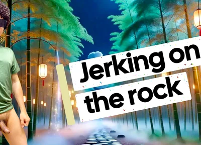 Lying in Rock Naked and Jerking off