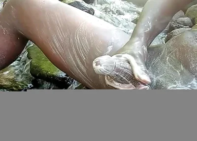 Solo Masturbation and Cumshot Black Dick Outdoors
