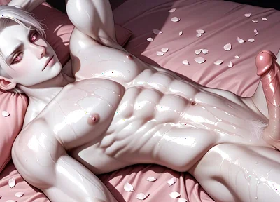 Albino Twink Oiled Chest Caress Leading to Gentle Cock Play
