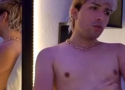 Blond Twink Stroking His Huge Uncut Cock on Webcam