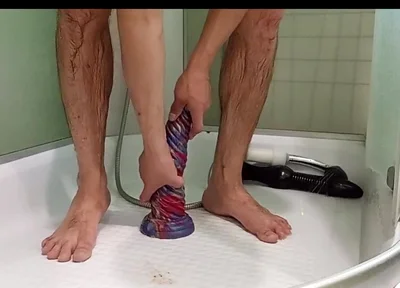 I Jump on a Big Dildo and Squirt From My Dick