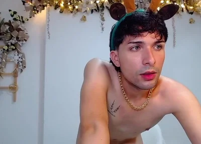Bucaramanga Colombia Christmas Reindeer Takes Out His Huge Cock and Masturbates Until He Gets All the Cum Cum