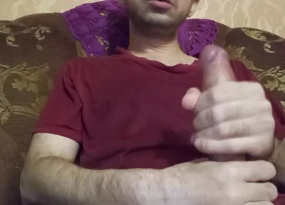 Horny Straight Man Jerking Big Cock. Solo Male Masturbation