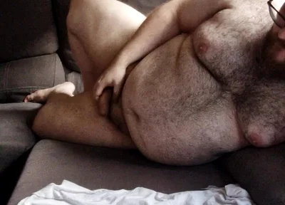 Fat Hairy Jerks off While Watching Porn