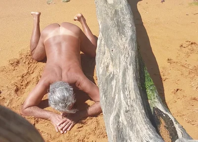 Ladysilva on the Beach Naked Showing off Her Tanned Sexy Ass