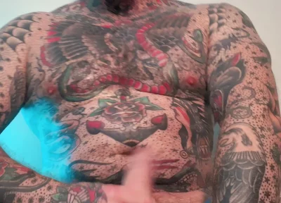 Tattooed Dom Worship Cumshot POV
