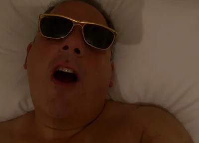 POV Nude Jerk off in Bed Wearing Sunglasses and Yawning