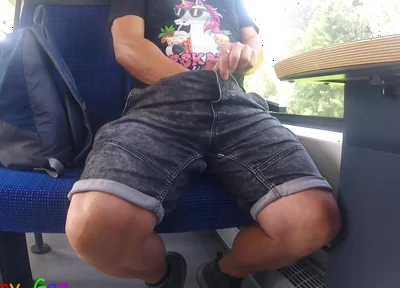 A Unicorn Fan Got Horny on the Moving Train and Started Taking the Risk of Jerking off His Cock with Bulging Balls.
