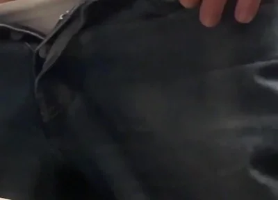 Amateur Straight Boy in Jeans Shorts with Big Hanging Balls Caught Pissing Hands Free
