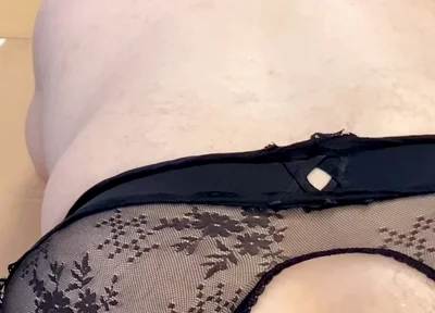 Sexy crotchless panties and Huge Dildoes