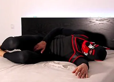 Horny Neoprene Puppy Humping And Teasing Himself In Wetsuit