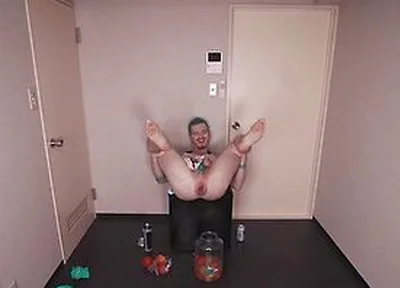 Rose Bud And Axel Abysse - Deviant Jock Stuffs Huge Amount Of Food In His Prolapsed Asshole