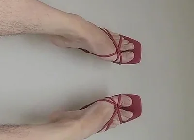 Jerking Big Cock off in Red Heels