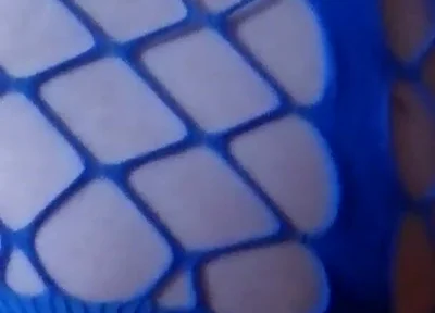 Amatuer Crossdressor in Blue Body Stocking